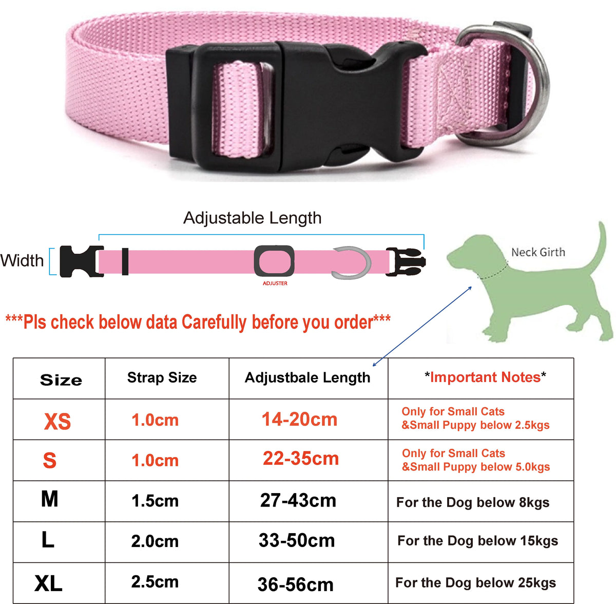 Adjustable Nylon Dog Collar