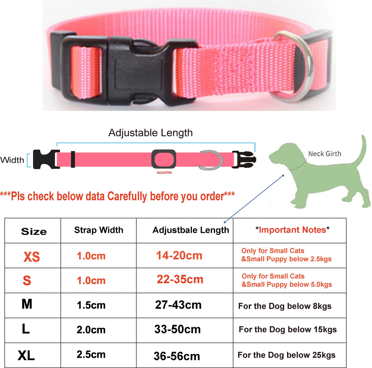 Adjustable Nylon Dog Collar
