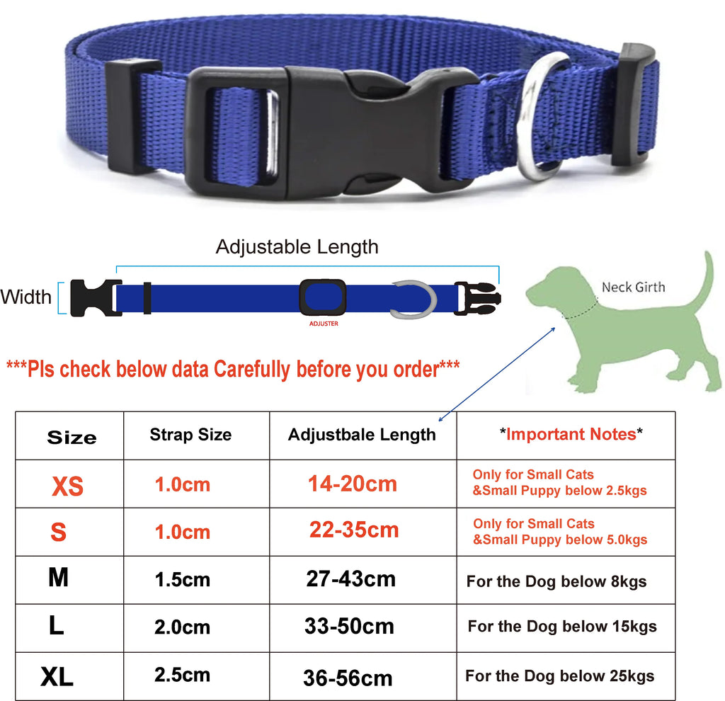 Adjustable Nylon Dog Collar