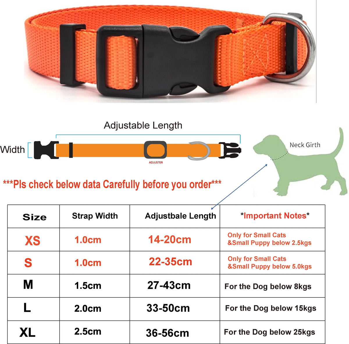 Adjustable Nylon Dog Collar